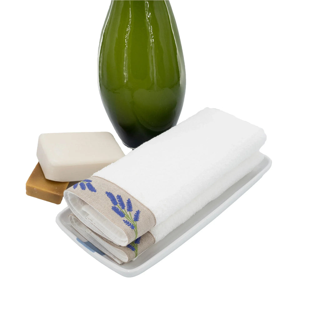 Guest Towels With Blue Lavender Borders Set of 2 Chouchou Touch