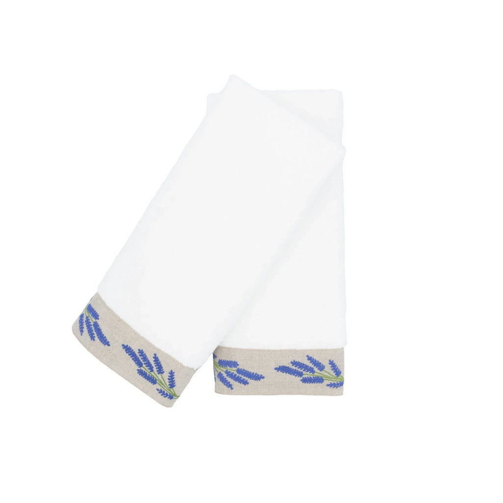 Guest Towels With Blue Lavender Borders Set of 2 Chouchou Touch