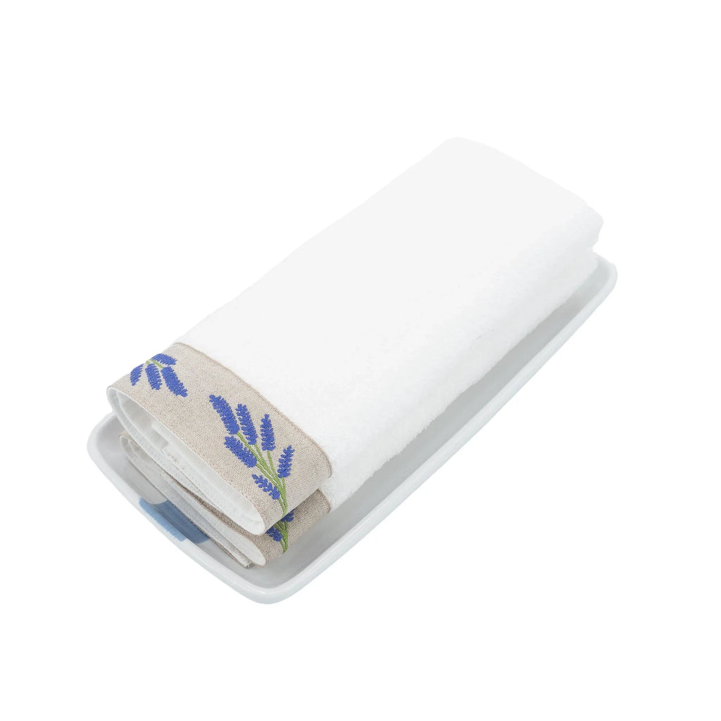 Guest Towels With Blue Lavender Borders Set of 2 Chouchou Touch