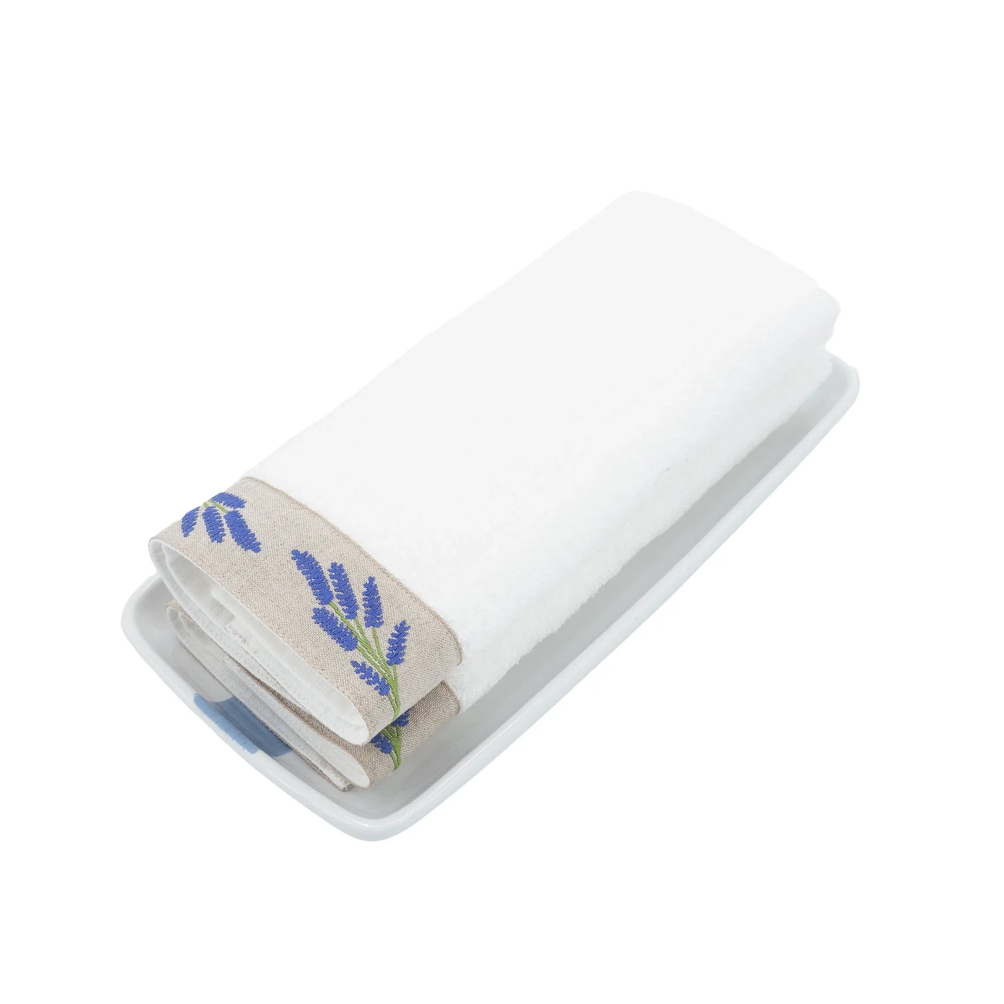 Guest Towels With Blue Lavender Borders Set of 2 Chouchou Touch