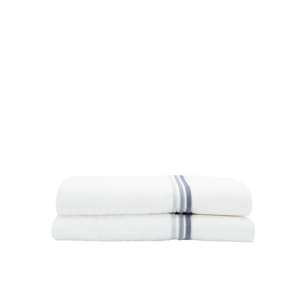 Guest Towels With Gray Stripe French Borders Set of 2 Chouchou Touch