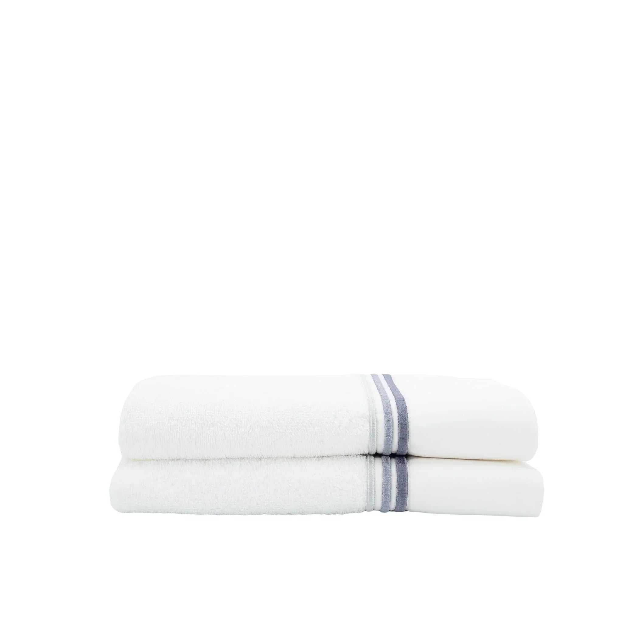 Guest Towels With Gray Stripe French Borders Set of 2 Chouchou Touch