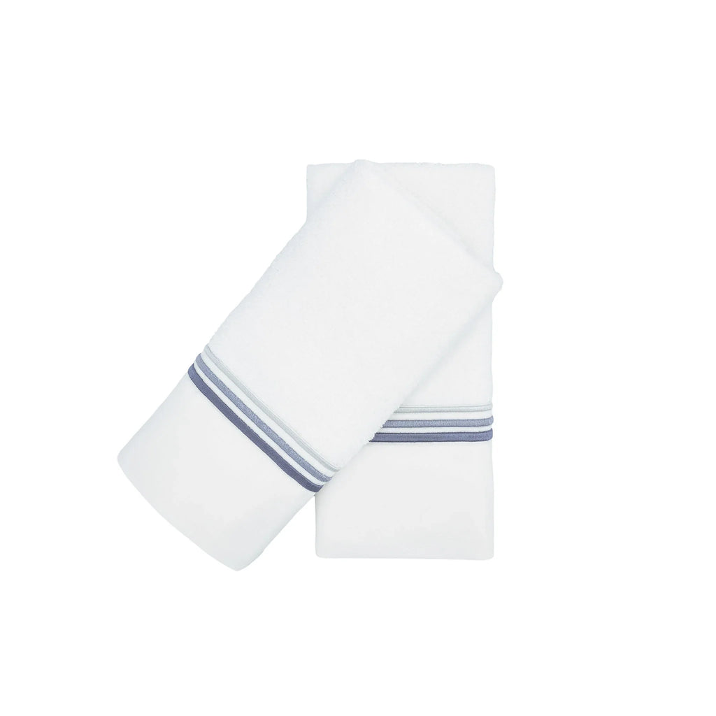 Guest Towels With Gray Stripe French Borders Set of 2 Chouchou Touch
