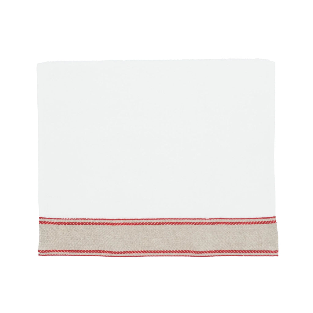 Guest Towels With Red Chain Linen Borders Set of 2 Chouchou Touch