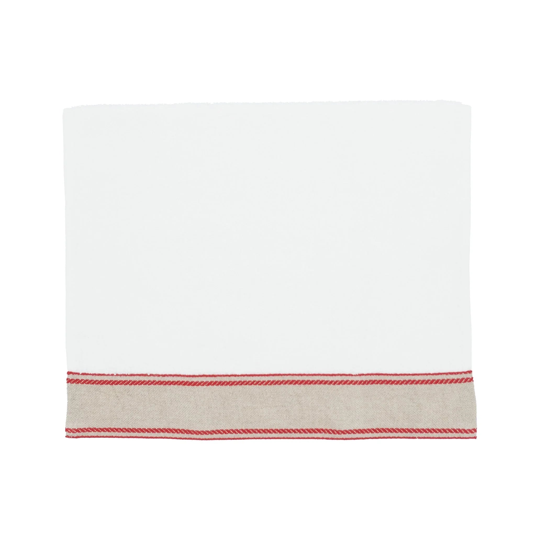 Guest Towels With Red Chain Linen Borders Set of 2 Chouchou Touch