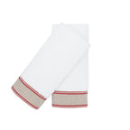 Guest Towels With Red Chain Linen Borders Set of 2 Chouchou Touch