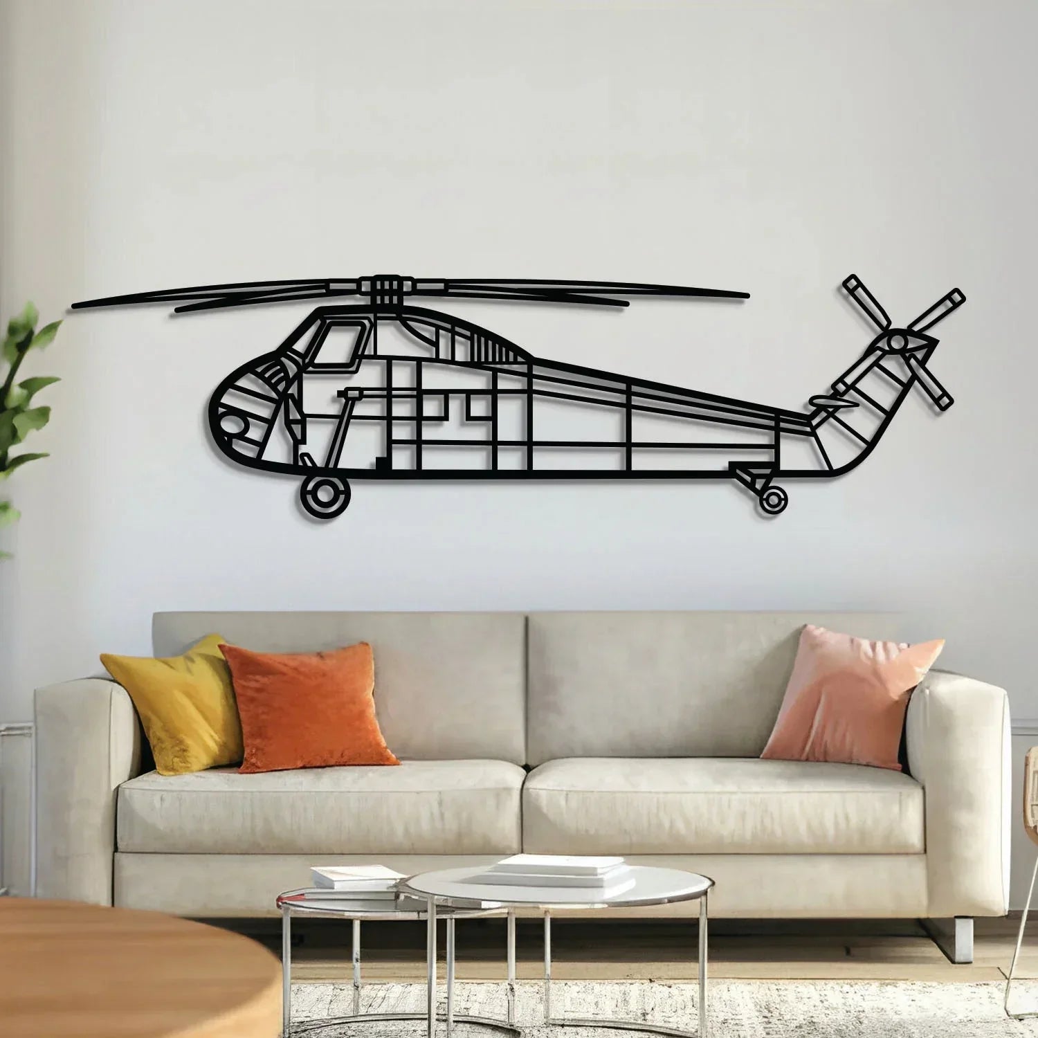 H-34 Metal Aircraft Wall Art - Ncp0570, front view - House Of Avana