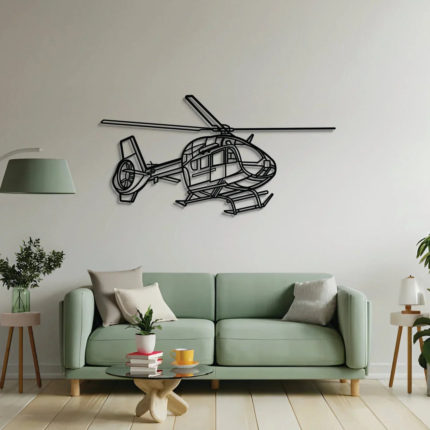 H145m Luh Sof Angle Metal Aircraft Wall Art - Ncp0571, side view - House Of Avana