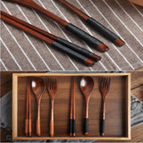 Natural Handmade Wooden Spoon Chopsticks And Fork Dinner Set Tableware