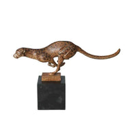 Lost wax Handmade Bronze Statue of Running Leopard