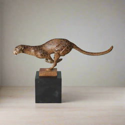 Lost wax Handmade Running Leopard Bronze Statue Default Title House Of Avana