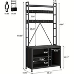 Heavy-Duty Hall Tree with Bench - 5-in-1 Entryway Organizer with Shoe Storage, Coat Rack, Bench - Freestanding Shoe Rack with 8 Hooks & 3 Cubbies, Space-Saving Design for Hallway, Living Room, Apartment - Sturdy Wooden & Meta House Of Avana [[SKU:HOA-STO-406-A]]