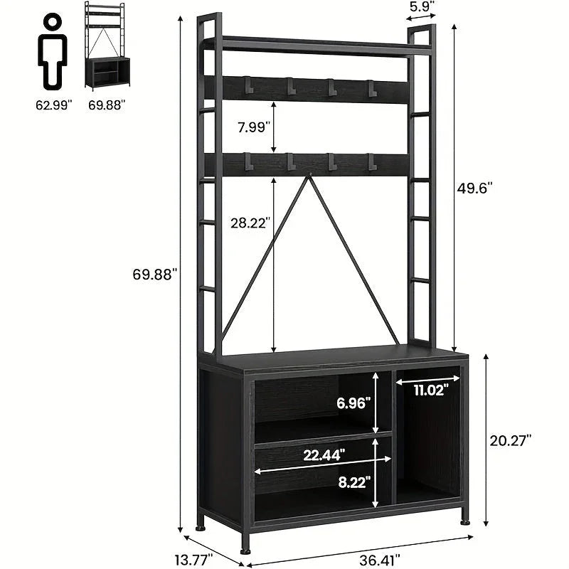 5-in-1 Heavy Duty Hall Tree with Bench & Storage - House Of Avana