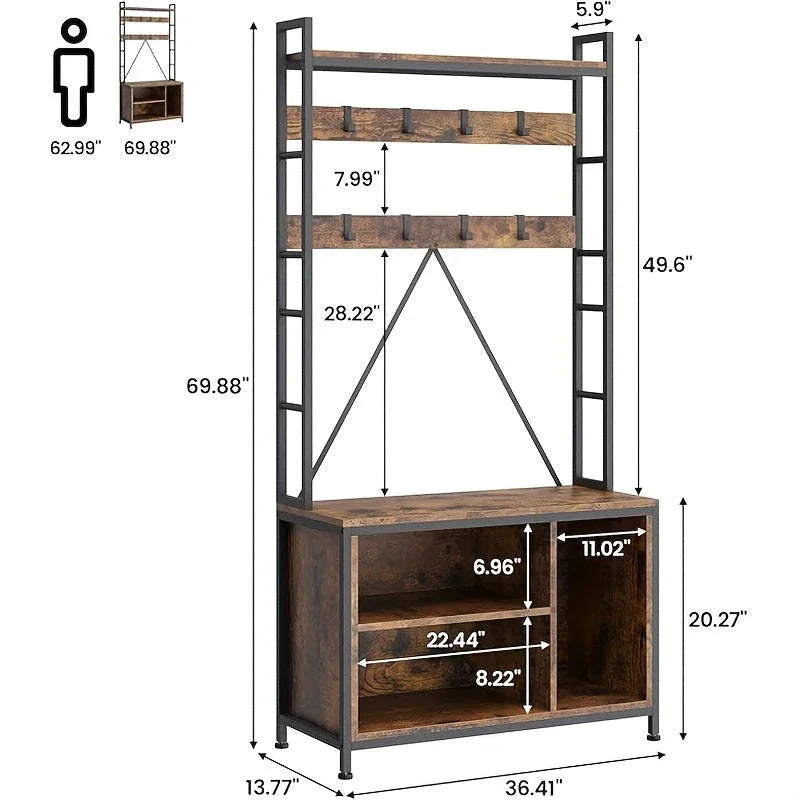 5-in-1 Heavy Duty Hall Tree with Bench & Storage - House Of Avana
