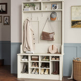4-in-1 White Entryway Hall Tree with Bench & Storage - House of Avana