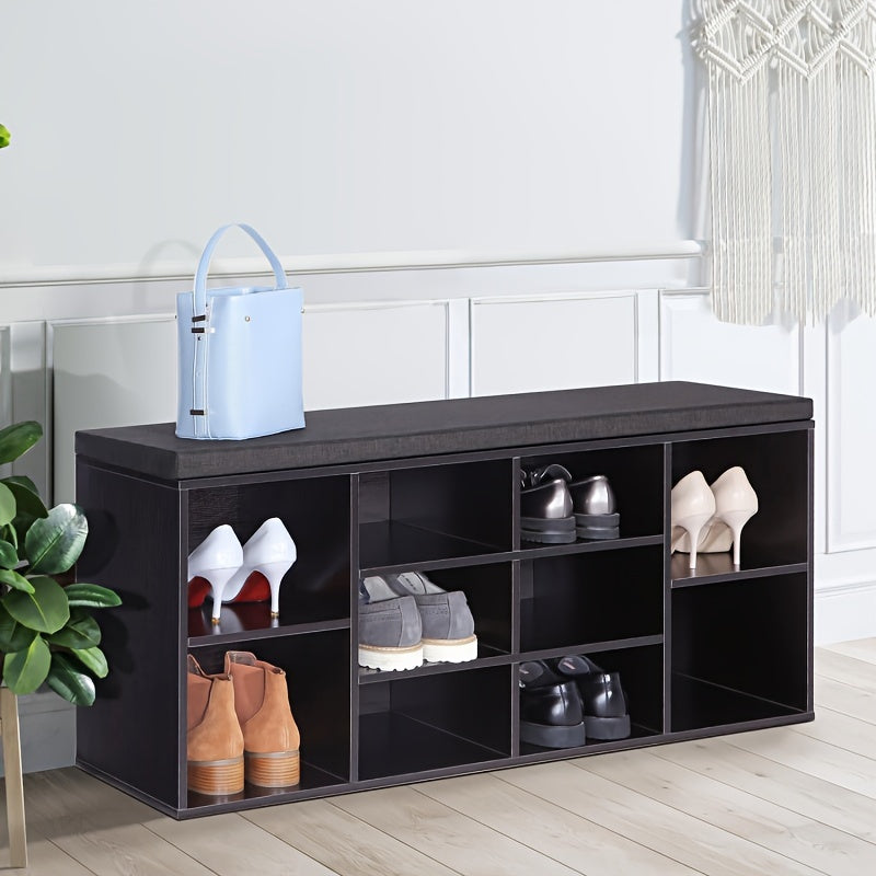 Shoe Storage Bench, Entryway Bench with Storage, 3-Tier Shoe Rack Bench 10 Cubbies Adjustable Shelves Shoe Organizer Shelf for Hallway Front Door Living Room Bedroom House Of Avana