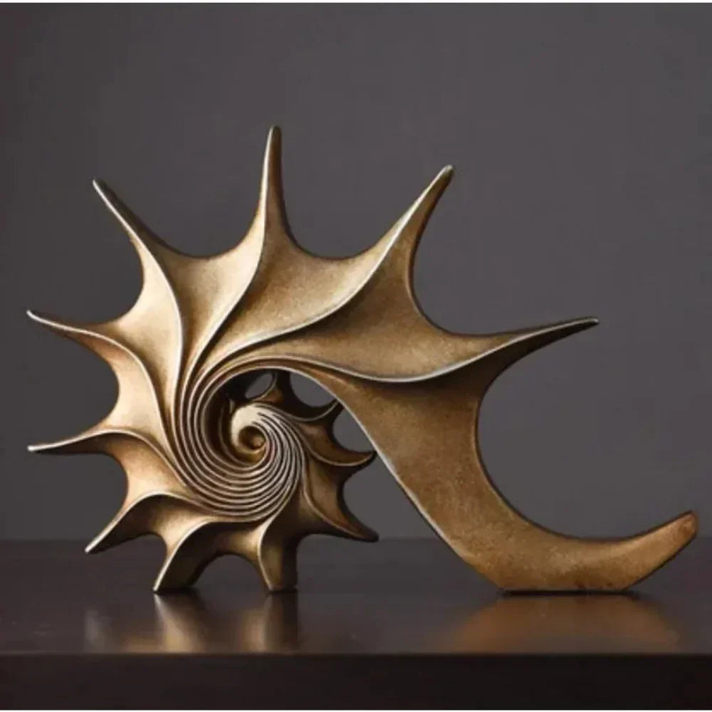 Hand-carved Conch Shell Sculpture, front view - House Of Avana