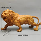 Lion Sculpture - Hand-carved Wooden Brown, detail shot - House Of Avana