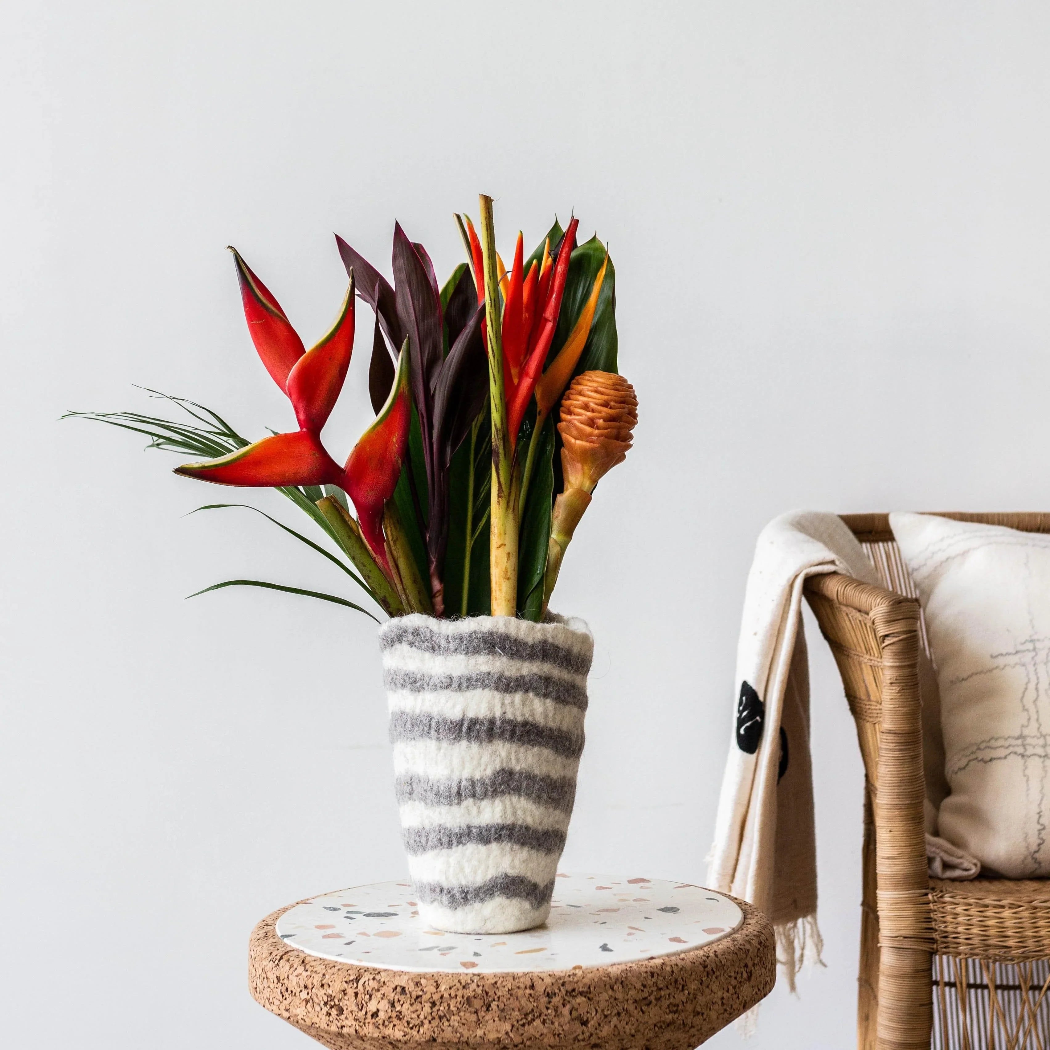 Hand-felted Woven Wool Table Vase, detail shot - House Of Avana