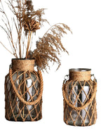 Hand Woven Hemp Rope Glass Vase - House Of Avana