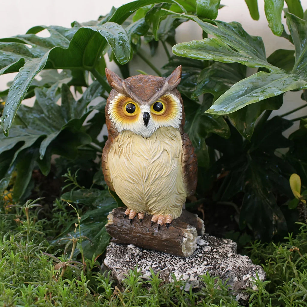 7, 3" Resin Owl Statue - Handcrafted Outdoor Garden Decor, Freestanding Animal Sculpture for Patio,... - House Of Avana