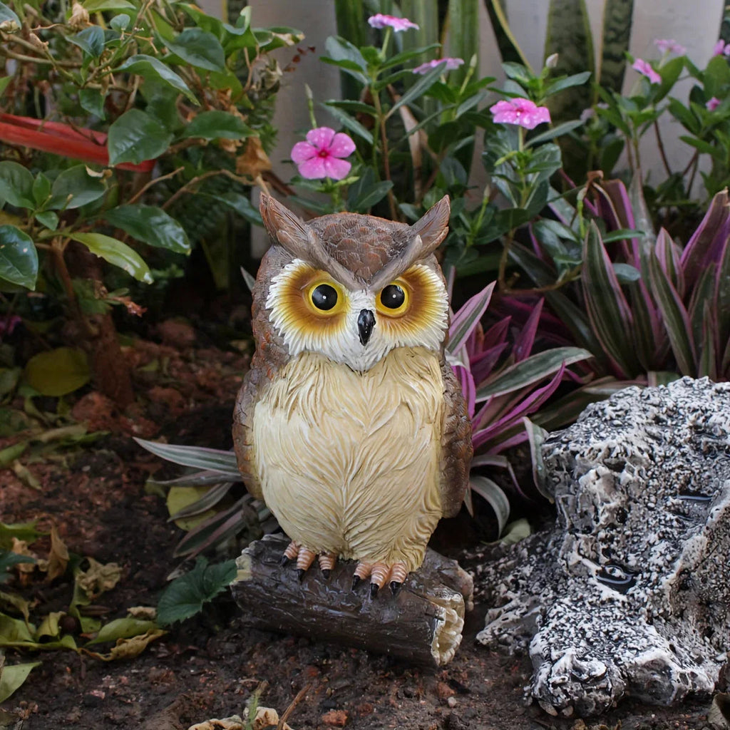 7, 3" Resin Owl Statue - Handcrafted Outdoor Garden Decor, Freestanding Animal Sculpture for Patio,... - House Of Avana [[SKU:HOA-GSC-008]]