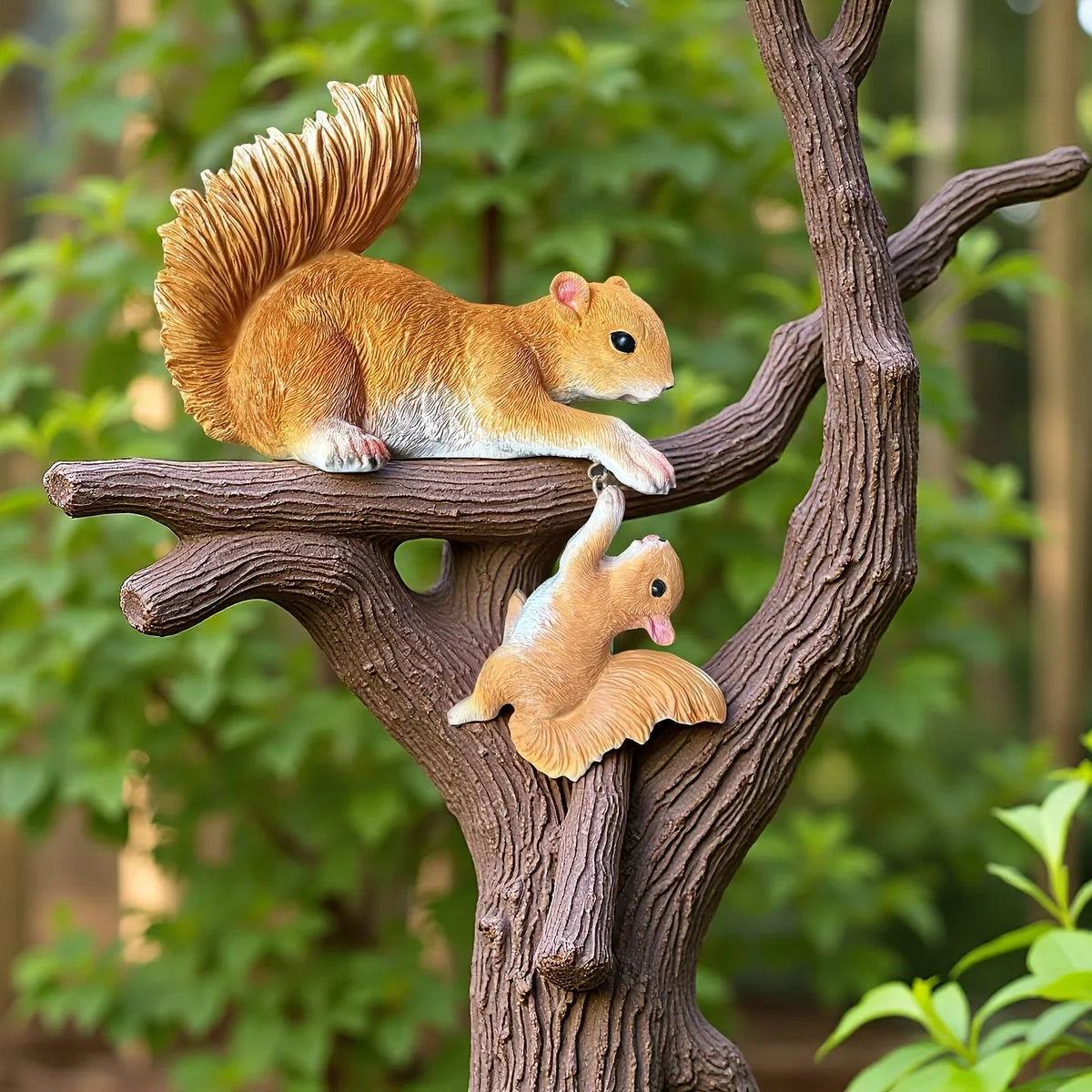 Realistic Mom & Squirrels Climbing Decoration - Brown Wildlife Statues, Resin Tabletop or Garden Decor - No Electricity Needed, Mother's Day Gift for Home, Patio, Yard - Easy-Clean Outdoor/Indoor Decoration, Squirrel Gifts, P House Of Avana [[SKU:HOA-GSC-011]]