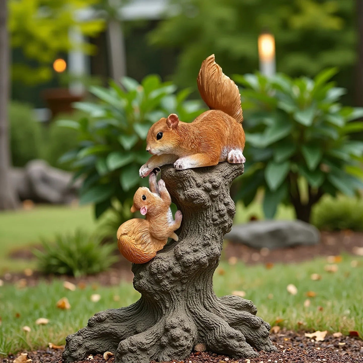 Realistic Mom & Squirrels Climbing Decoration - Brown Wildlife Statues, Resin Tabletop or Garden Decor - No Electricity Needed, Mother's Day Gift for Home, Patio, Yard - Easy-Clean Outdoor/Indoor Decoration, Squirrel Gifts, P House Of Avana [[SKU:HOA-GSC-011]]
