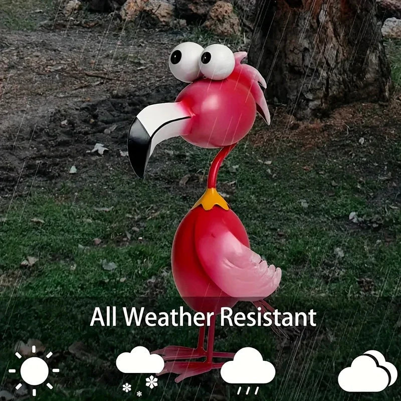Red Metal Flamingo Sculpture - Handcrafted Love & Freedom Symbol, Durable Indoor/Outdoor Garden & Home Decor, No Electricity Needed, Multiple Poses Available, Vibrant Artistic Sculpture | Expressive Design, Flamingo Decor House Of Avana [[SKU:HOA-GSC-014]]