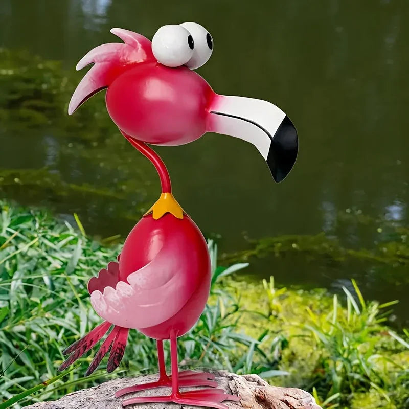 Red Metal Flamingo Sculpture - Handcrafted Love & Freedom Symbol, Durable Indoor/Outdoor Garden & Home Decor, No Electricity Needed, Multiple Poses Available, Vibrant Artistic Sculpture | Expressive Design, Flamingo Decor House Of Avana [[SKU:HOA-GSC-014]]