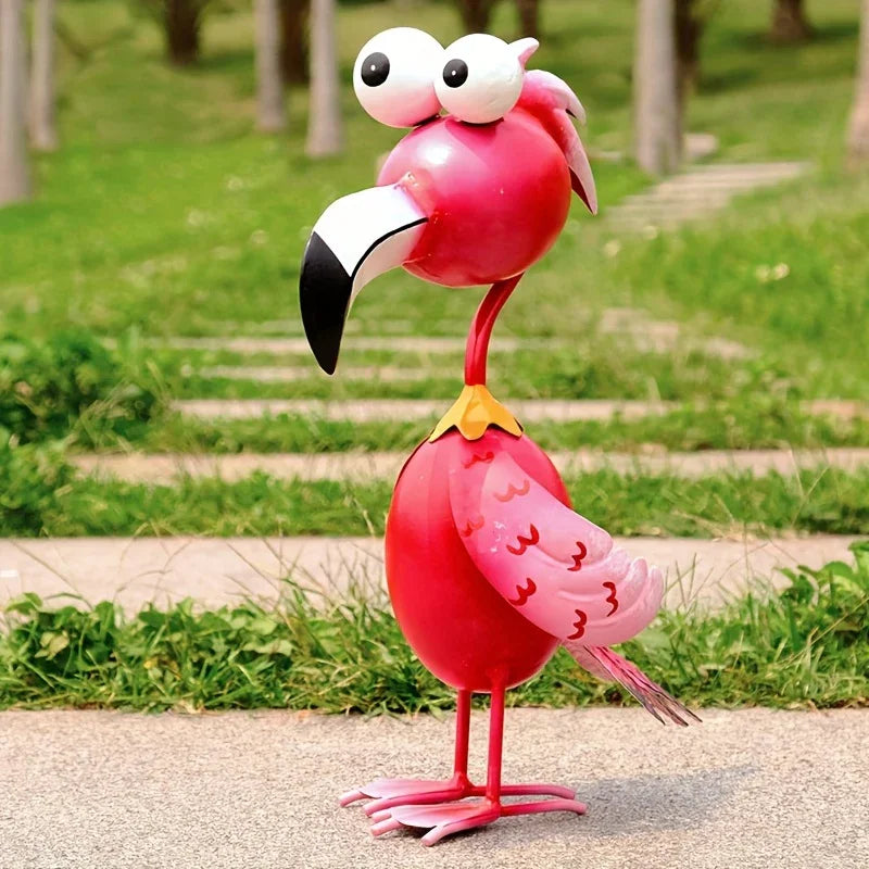 Red Metal Flamingo Sculpture - Handcrafted Love & Freedom Symbol, Durable Indoor/Outdoor Garden & Home Decor, No Electricity Needed, Multiple Poses Available, Vibrant Artistic Sculpture | Expressive Design, Flamingo Decor House Of Avana [[SKU:HOA-GSC-014]]