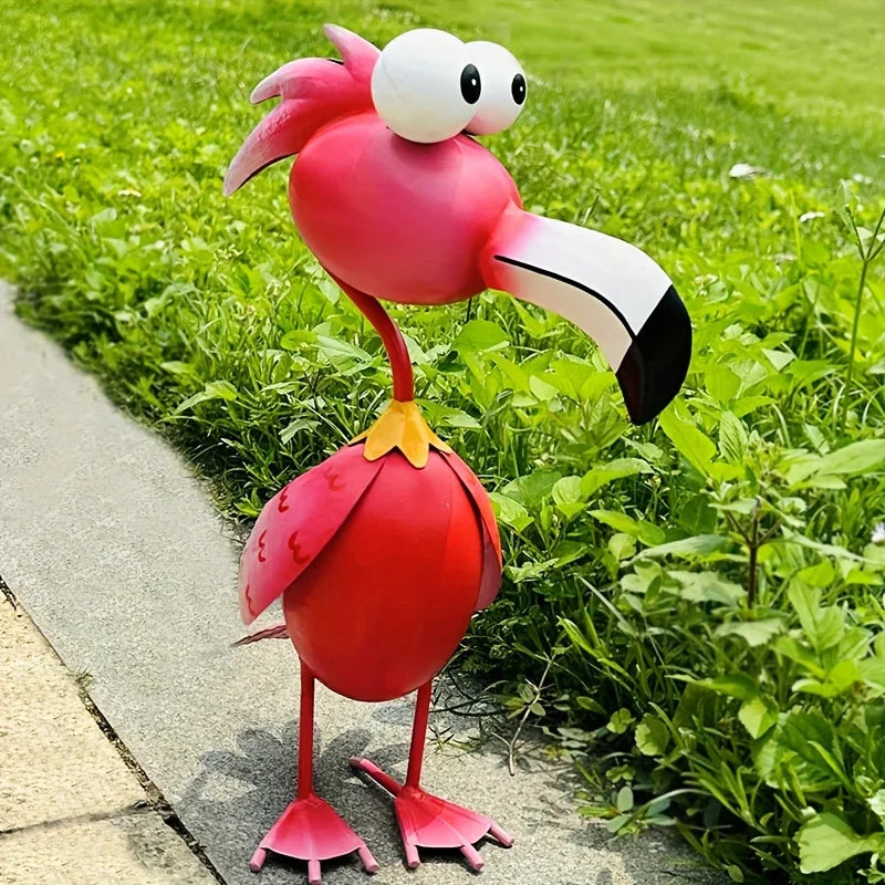 Red Metal Flamingo Sculpture - Handcrafted Love & Freedom Symbol, Durable Indoor/Outdoor Garden & Home Decor, No Electricity Needed, Multiple Poses Available, Vibrant Artistic Sculpture | Expressive Design, Flamingo Decor House Of Avana [[SKU:HOA-GSC-014]]