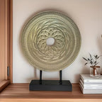 Round Handcarved Table Top - Brown Wooden Design, texture detail - House Of Avana [[SKU:HOA-SCU-464]]
