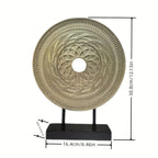 Round Handcarved Table Top - Brown Wooden Design, side view - House Of Avana