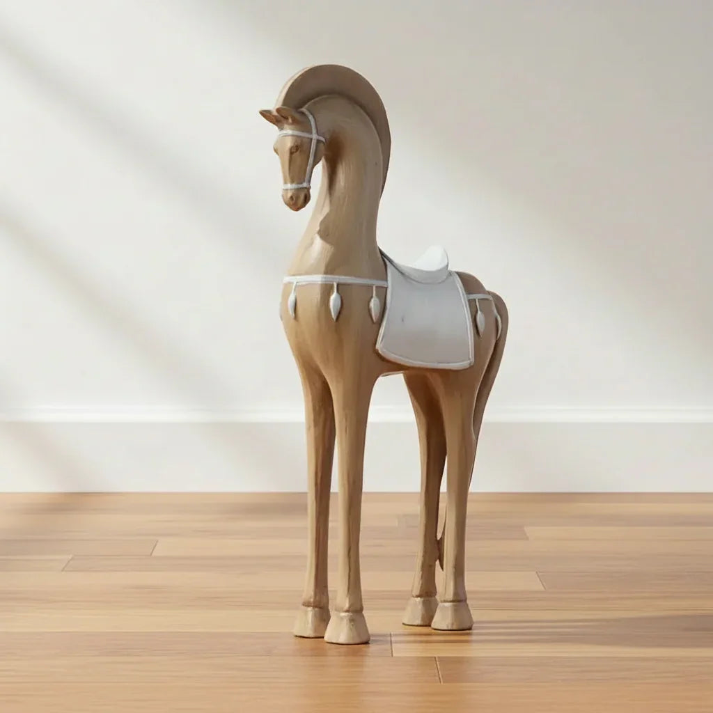 Handcrafted Wooden Horse Figurine with Carved Detail for Your Home