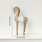 Handcrafted Wooden Horse Figurine with Carved Detail for Your Home