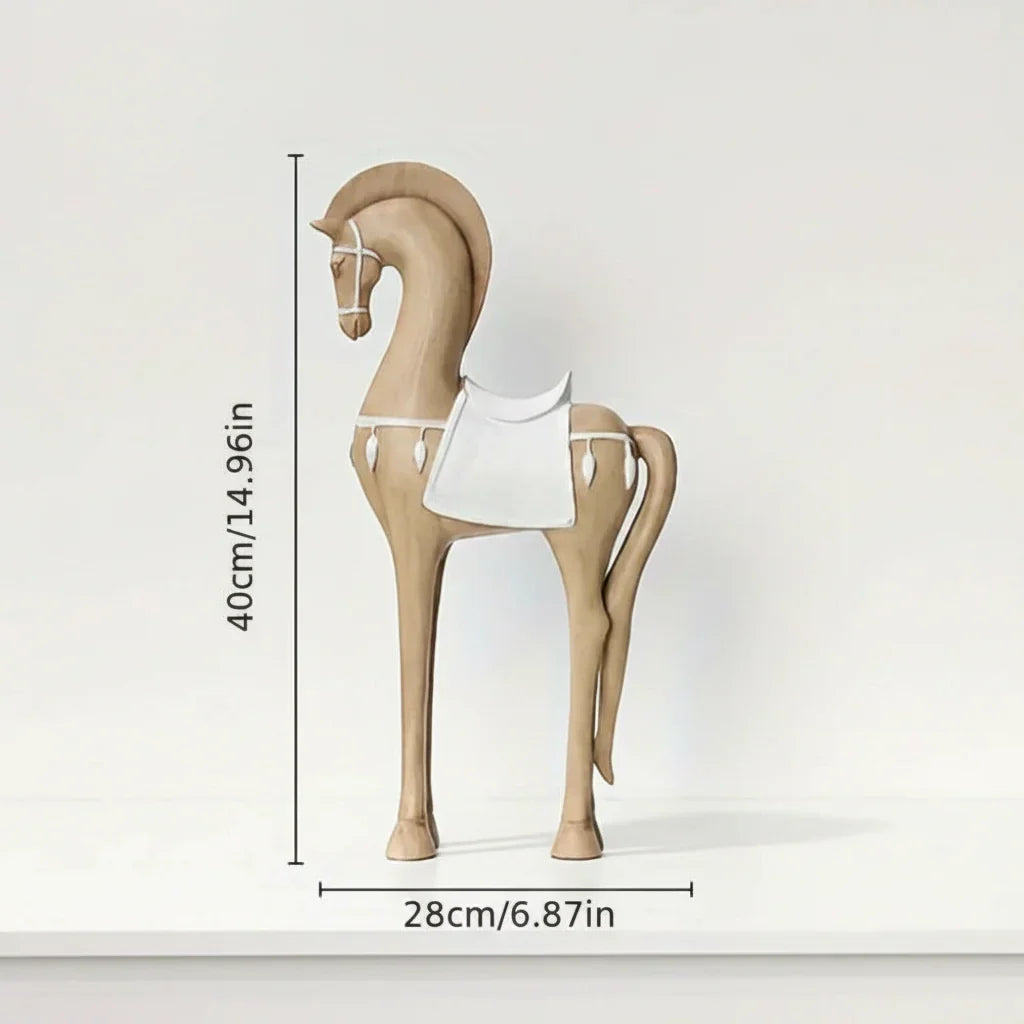 Handcrafted Wooden Horse Figurine with Carved Detail for Your Home