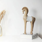 Handcrafted Wooden Horse Figurine with Carved Detail for Your Home