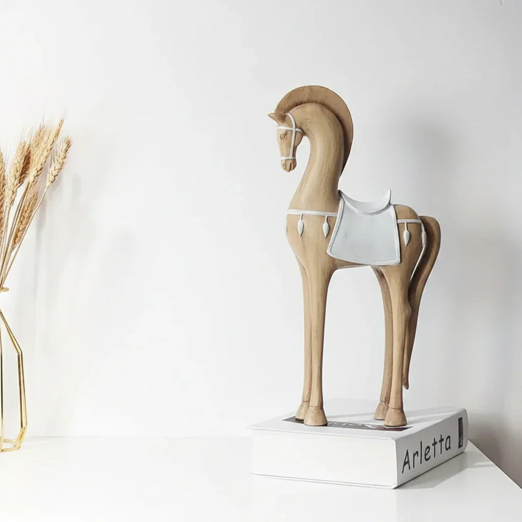 Handcrafted Wooden Horse Figurine with Carved Detail for Your Home
