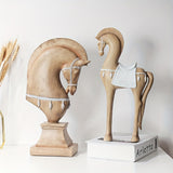 Stylized Handcrafted Vintage Wood Horse Figurine House Of Avana