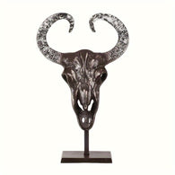 Handcrafted Bull Skull Decor With Stand House Of Avana