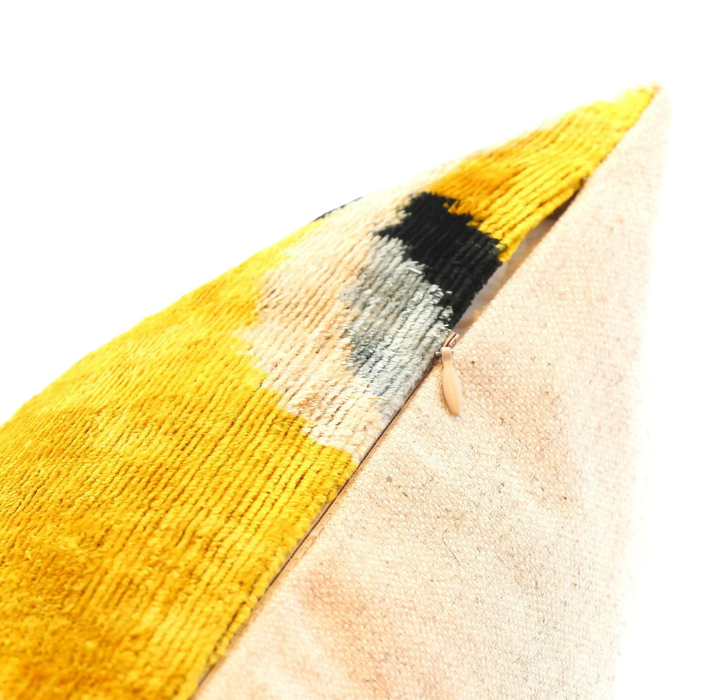 Handmade 16x16 Silk Velvet Geometric Throw Pillow in Gold and Gray – Luxury Down Feather Insert,... - House Of Avana