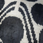 Handmade Black & Ivory Velvet Pillow – 24x24" Silk Ikat Cushion Canvello