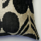 Handmade Black & Ivory Velvet Pillow – 24x24" Silk Ikat Cushion Canvello