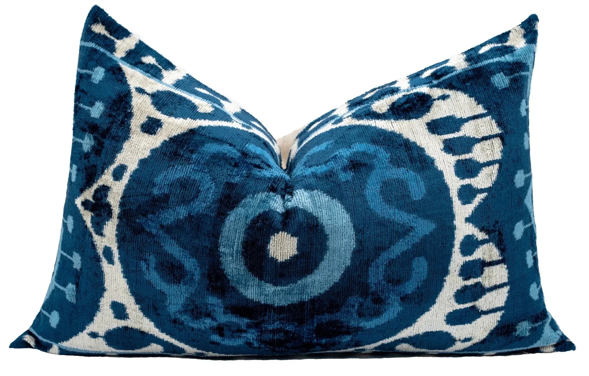 Handmade Blue Medallion Design Throw Pillow - 16x24 inch, Vegetable Dyed with Premium Down Feather Insert Canvello