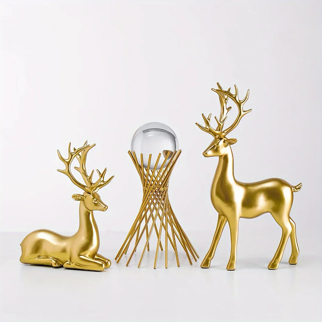 1 Pair, Resin Deer Figurines, 2 Sizes, Artistic Home Decor, Perfect for Entryway, Bar, Christmas Ornament, Craft Material House Of Avana