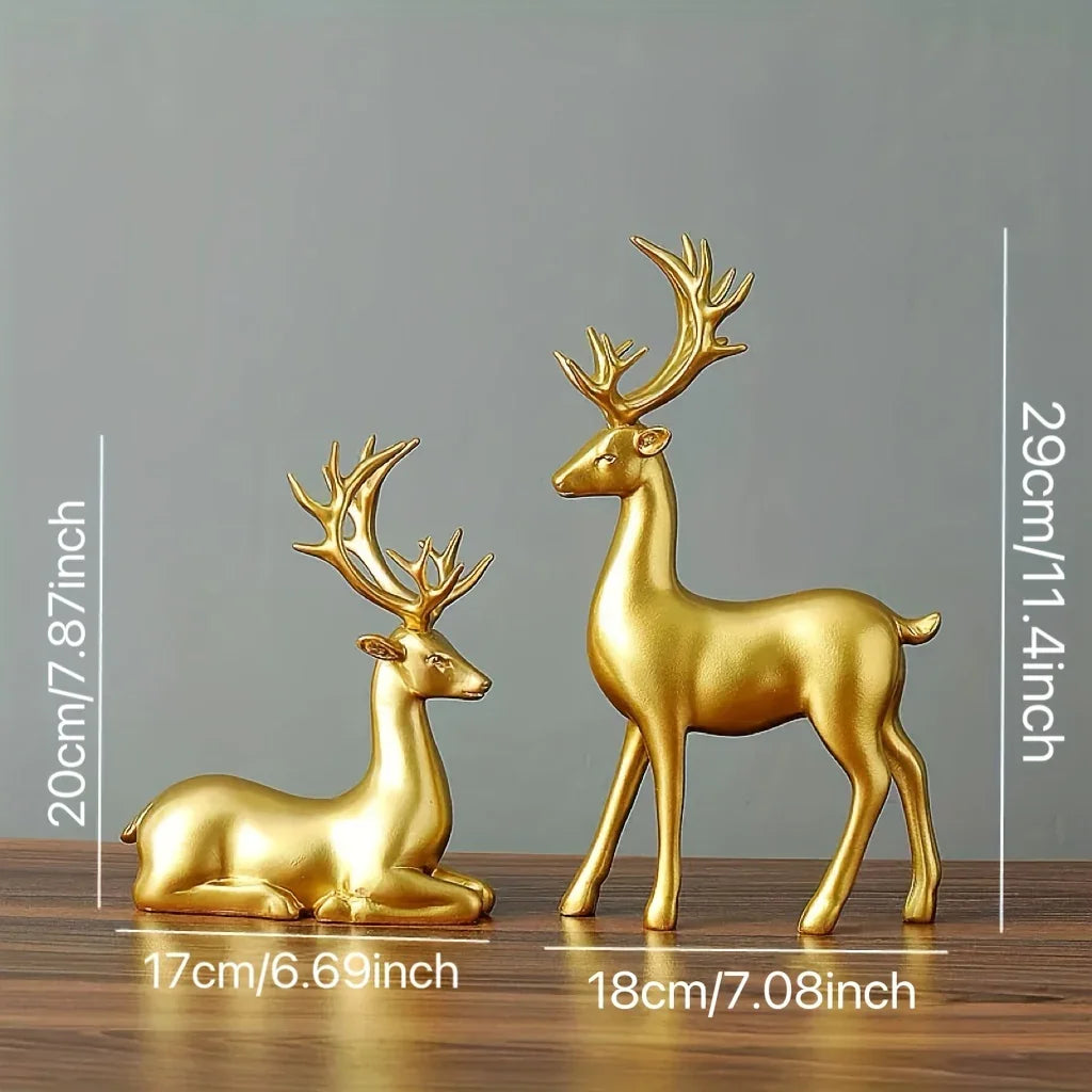 1 Pair, Resin Deer Figurines, 2 Sizes, Artistic Home Decor, Perfect for Entryway, Bar, Christmas Ornament, Craft Material House Of Avana