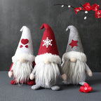 Three Items, Festive Ornaments, Imaginative Hooded Dolls Without Faces, Holiday Gnome Santa Figures, Christmas Adornments, Seasonal Decorations, Scene Embellishments, Home Decor, Window Displays, Festive Party Decorations. House Of Avana [[SKU:HOA-XMS-054]]