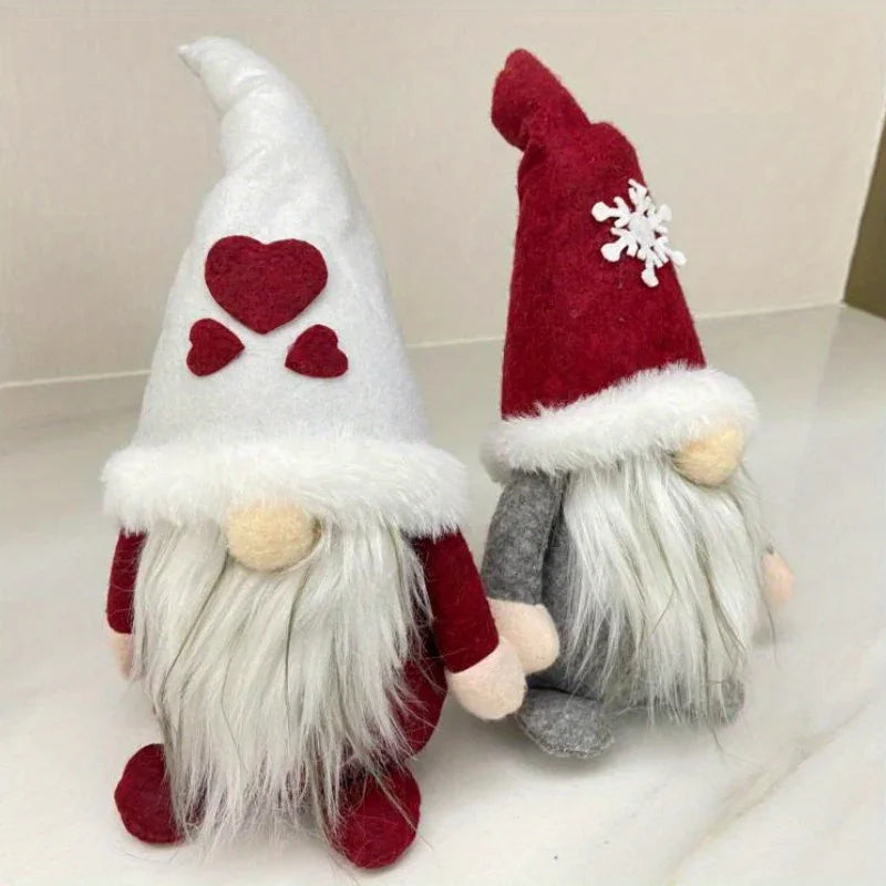 Three Items, Festive Ornaments, Imaginative Hooded Dolls Without Faces, Holiday Gnome Santa Figures, Christmas Adornments, Seasonal Decorations, Scene Embellishments, Home Decor, Window Displays, Festive Party Decorations. House Of Avana [[SKU:HOA-XMS-054]]