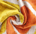 Handmade Fall Silk Velvet Throw Pillow - 16x24, Orange and Yellow Geometric Design with Down Feather Insert Canvello